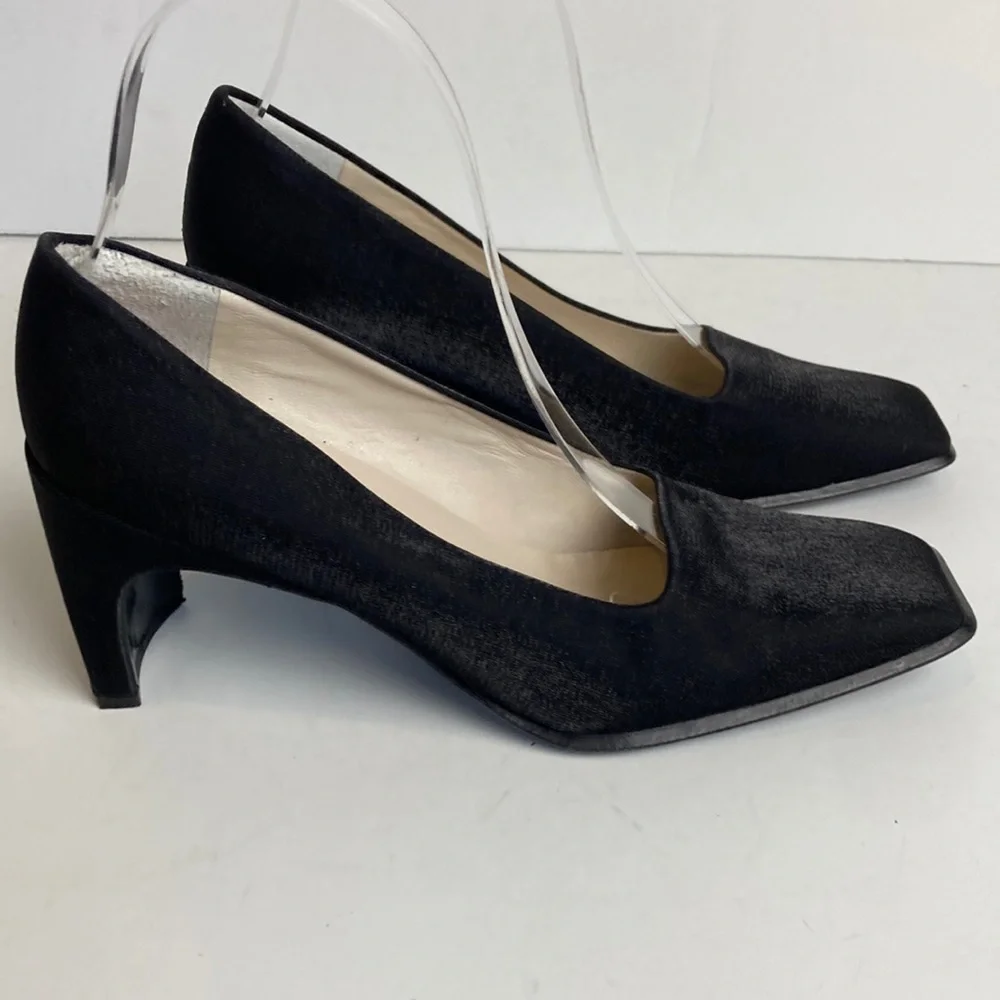 STUDIO DELMAN IRIDESCENT Shimmer Square Toe PUMPS Heels Sz 7.5 Workwear Retro